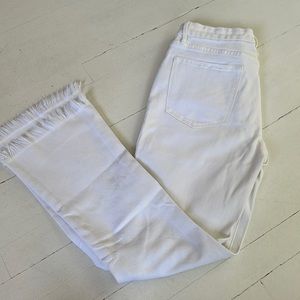 FRAME Size 28, mini boot crop white jeans